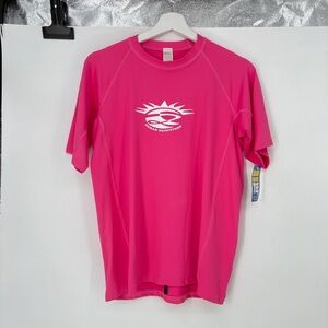 Ocean Outfitters Hot Pink Rash‎ Guard Tee Short Sleeve Top Women's Small 100% UV